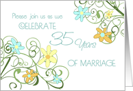 Garden Flowers 35th Anniversary Invitation Card