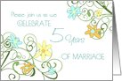 Garden Flowers 5th Anniversary Invitation Card