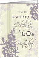 Purple Flowers 60th Birthday Party Invitation Card