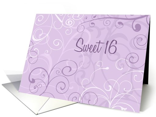 Purple Swirls 16th Birthday Party Invitation card (636957)