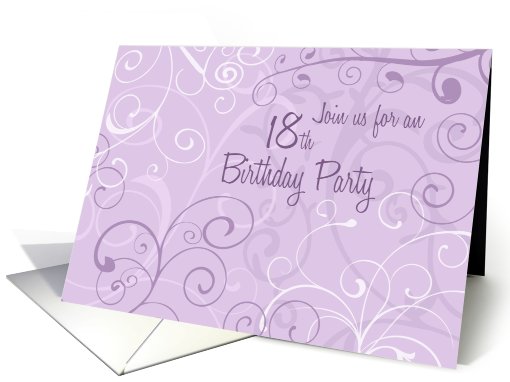 Purple Swirls 18th Birthday Party Invitation card (636964)