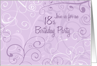 Purple Swirls 18th Birthday Party Invitation Card