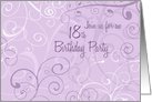 Purple Swirls 18th Birthday Party Invitation Card