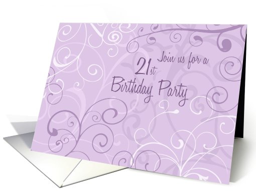 Purple Swirls 21st Birthday Party Invitation card (636972)