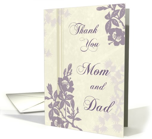 Purple Flowers Parents Wedding Thank You card (637917)
