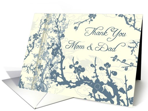 Blue Floral Parents Wedding Thank You card (637925)
