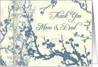 Blue Floral Parents Wedding Thank You Card