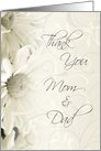 White Floral Parents Wedding Thank You Card