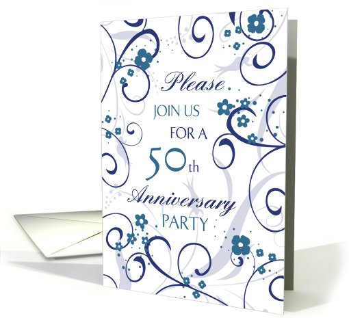 Blue Swirls 50th Anniversary Party Invitation card (638525)