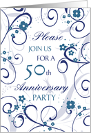 Blue Swirls 50th Anniversary Party Invitation card