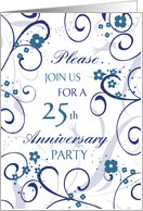 Blue Swirls 25th Anniversary Party Invitation Card