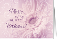 Purple Floral Swirls Cousin Bridesmaid Invitation Card