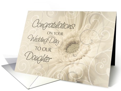 Beige Floral Swirls Congratulations Daughter Wedding Day card (639652)