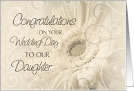 Beige Floral Swirls Congratulations Daughter Wedding Day Card
