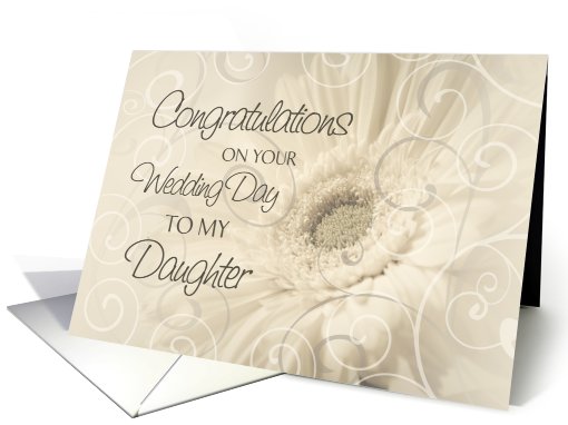 Beige Floral Swirls Congratulations Daughter Wedding Day card (639653)