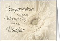 Beige Floral Swirls Congratulations Daughter Wedding Day Card