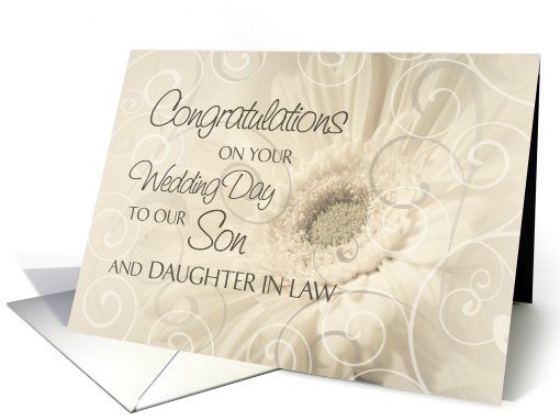Beige Floral Swirls Congratulations Son and Daughter In... (640622)