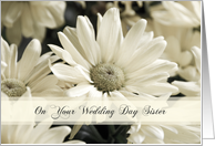 White Flowers Congratulations to Sister Wedding Card
