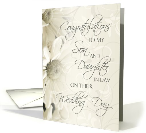 White Flowers Wedding Congratulations Son and Daughter in Law card
