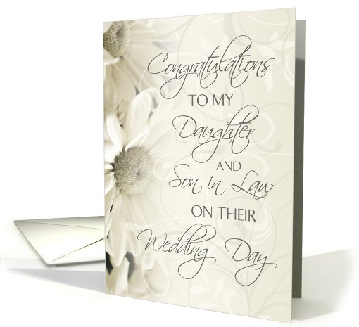White Flowers Wedding Congratulations Daughter and Son in Law card