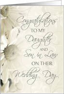 White Flowers Wedding Congratulations Daughter and Son in Law Card