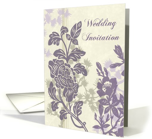 Purple Floral Elegant Wedding Invitation card (641830)