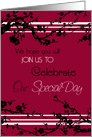 Red Black Floral Wedding Invitation Card