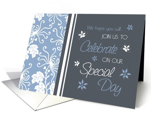 Blue White Floral Wedding Invitation card (641847)