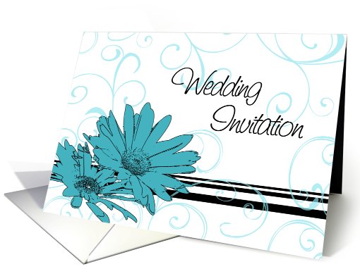 Turquoise Floral Wedding Invitation card (641989)