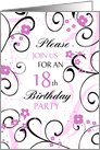 18th Birthday Party Invitation, Pink floral card