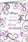 Sister in Law Maid of Honor Invitation, Pink Floral card