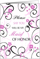 Niece Maid of Honor Invitation, Pink Floral card