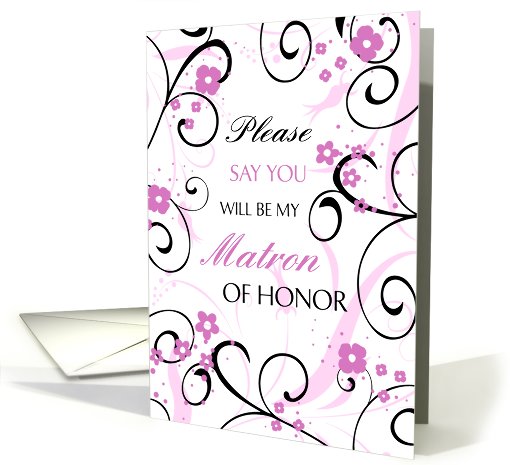 Aunt Matron of Honor Invitation, Pink Floral card (642479)