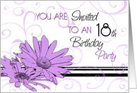 18th Birthday Party Invitation, Purple Floral card
