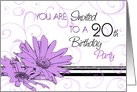 20th Birthday Party Invitation, Purple Floral card