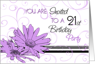 21st Birthday Party Invitation, Purple Floral card