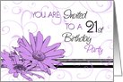 21st Birthday Party Invitation, Purple Floral card
