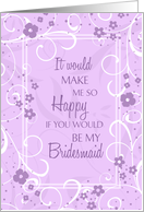 Step Sister Bridesmaid Invitation Card - Lavender Floral card