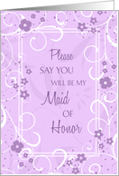Maid of Honor Invitation Card - Lavender Floral card