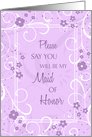 Maid of Honor Invitation Card - Lavender Floral card
