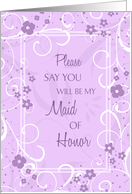 Best Friend Maid of Honor Invitation Card - Lavender Floral card