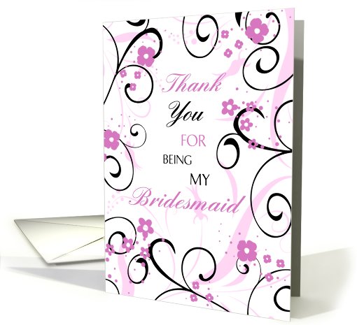 Pink Black Floral Daughter Thank You Bridesmaid card (645616)