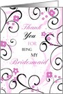 Pink Black Floral Daughter Thank You Bridesmaid Card