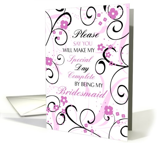 Pink Black Floral Niece Bridesmaid Invitation card (645753)