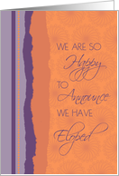 Elopement Announcement Card - Vibrant Orange and Purple card
