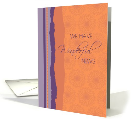 Engagement Announcement Card - Vibrant Orange and Purple card (652200)