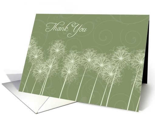 Thank You for Support Card - Elegant Green Dandelions card (652204)