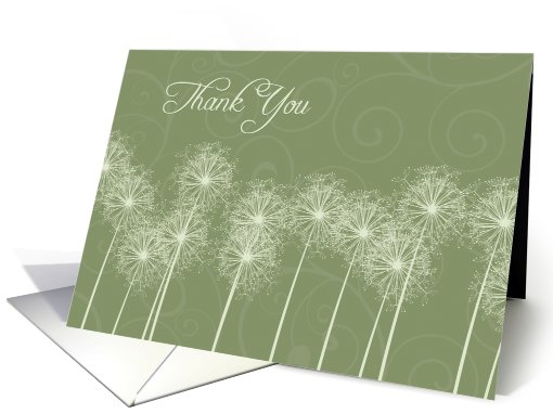 Thank You for your Sympathy Card - Elegant Green Dandelions card