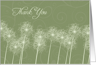 Thank You for your Sympathy Card - Elegant Green Dandelions card