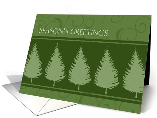 Season's Greetings Customer Christmas Card - Green Pine Trees card